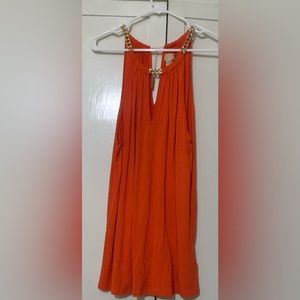 Michael Kors Chain Neck Halter Top Dress Orange